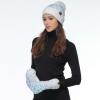 imageCC Women Fuzzy Lined Sequin Fur Pom Beanie ampamp Mitten SetSequin White