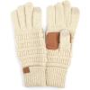 imageCC Women Solid Ribbed Glove with Smart Tips G20G33G80Beige