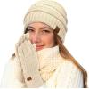 imageCC Women Solid Ribbed Glove with Smart Tips G20G33G80Beige