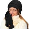 imageCC Women Solid Ribbed Glove with Smart Tips G20G33G80Blackprime