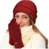 imageCC Women Solid Ribbed Glove with Smart Tips G20G33G80Burgundyprime