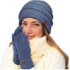 imageCC Women Solid Ribbed Glove with Smart Tips G20G33G80Dk Denim