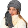 imageCC Women Solid Ribbed Glove with Smart Tips G20G33G80Dk Mel Grey