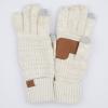 imageCC Women Solid Ribbed Glove with Smart Tips G20G33G80IvoryGold Metallic