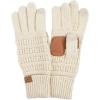 imageCC Women Solid Ribbed Glove with Smart Tips G20G33G80IvorySilver Metallic