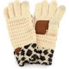 imageCC Women Solid Ribbed Glove with Smart Tips G20G33G80Leopardbeige