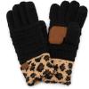 imageCC Women Solid Ribbed Glove with Smart Tips G20G33G80Leopardblack