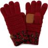 imageCC Women Solid Ribbed Glove with Smart Tips G20G33G80Leopardburgundy