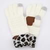 imageCC Women Solid Ribbed Glove with Smart Tips G20G33G80Leopardivory