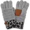 imageCC Women Solid Ribbed Glove with Smart Tips G20G33G80Leopardlt Mel Grey