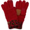 imageCC Women Solid Ribbed Glove with Smart Tips G20G33G80Leopardred