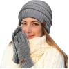 imageCC Women Solid Ribbed Glove with Smart Tips G20G33G80Lt Mel Greyprime