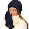 imageCC Women Solid Ribbed Glove with Smart Tips G20G33G80Navy