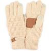 imageCC Women Solid Ribbed Glove with Smart Tips G20G33G80New Beige