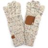 imageCC Women Solid Ribbed Glove with Smart Tips G20G33G80Oatmealconfetti