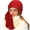 imageCC Women Solid Ribbed Glove with Smart Tips G20G33G80Red