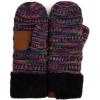 imageCC Women Thick Faux Fur  Sherpa Fleece Lined Warm Winter Mittens32black Multi