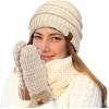 imageCC Women Thick Faux Fur  Sherpa Fleece Lined Warm Winter MittensBeige Thick Solid