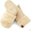 imageCC Women Thick Faux Fur  Sherpa Fleece Lined Warm Winter MittensBeige Thick Solid