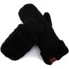 imageCC Women Thick Faux Fur  Sherpa Fleece Lined Warm Winter MittensBlack Thick Solid