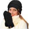 imageCC Women Thick Faux Fur  Sherpa Fleece Lined Warm Winter MittensBlack Thick Solid