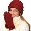 imageCC Women Thick Faux Fur  Sherpa Fleece Lined Warm Winter MittensBurgundy Thick Solid