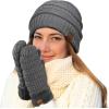 imageCC Women Thick Faux Fur  Sherpa Fleece Lined Warm Winter MittensDk Mel Grey Thick Solid