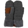 imageCC Women Thick Faux Fur  Sherpa Fleece Lined Warm Winter MittensDk Mel Grey Thick Solid