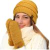 imageCC Women Thick Faux Fur  Sherpa Fleece Lined Warm Winter MittensMustard Thick Solid