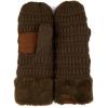 imageCC Women Thick Faux Fur  Sherpa Fleece Lined Warm Winter MittensNew Olive Thick Solid