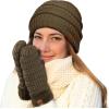 imageCC Women Thick Faux Fur  Sherpa Fleece Lined Warm Winter MittensNew Olive Thick Solid