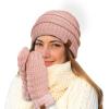 imageCC Women Thick Faux Fur  Sherpa Fleece Lined Warm Winter MittensRose Thick Solid