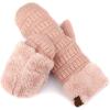 imageCC Women Thick Faux Fur  Sherpa Fleece Lined Warm Winter MittensRose Thick Solid