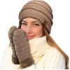 imageCC Women Thick Faux Fur  Sherpa Fleece Lined Warm Winter MittensTaupe Thick Solid