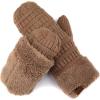 imageCC Women Thick Faux Fur  Sherpa Fleece Lined Warm Winter MittensTaupe Thick Solid