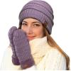 imageCC Women Thick Faux Fur  Sherpa Fleece Lined Warm Winter MittensViolet Thick Solid