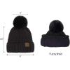 imageCC Women Waffle Knit Fuzzy Sherpa Lined Pom Beanie ampamp Mitten Winter Gloves SetBlack