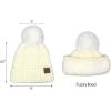 imageCC Women Waffle Knit Fuzzy Sherpa Lined Pom Beanie ampamp Mitten Winter Gloves SetIvory