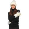 imageCC Women Waffle Knit Fuzzy Sherpa Lined Pom Beanie ampamp Mitten Winter Gloves SetIvory