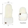 imageCC Women Waffle Knit Fuzzy Sherpa Lined Pom Beanie ampamp Mitten Winter Gloves SetIvory