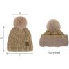 imageCC Women Waffle Knit Fuzzy Sherpa Lined Pom Beanie ampamp Mitten Winter Gloves SetMocha