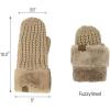 imageCC Women Waffle Knit Fuzzy Sherpa Lined Pom Beanie ampamp Mitten Winter Gloves SetMocha