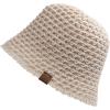 imageCC Womens Chunky Open Weave Crochet Cloche Bucket Hat Beige