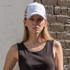 imageCC Womens CrissCross Ponytail Baseball Cap  Embroidered Cotton Front American Flag Mesh Back Adjustable VelcroWhite