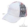 imageCC Womens CrissCross Ponytail Baseball Cap  Embroidered Cotton Front American Flag Mesh Back Adjustable VelcroWhite