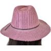 imageCC Womens Fall Winter Knit Slim Leather Band Wide Brim Panama Fedora HatDark Rose