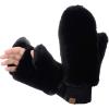 imageCC Womens Faux Fur Wrist Length Fingerless Sherpa Lined Convertible Mittens GlovesBlack
