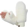 imageCC Womens Faux Fur Wrist Length Fingerless Sherpa Lined Convertible Mittens GlovesIvory