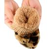 imageCC Womens Faux Fur Wrist Length Fingerless Sherpa Lined Convertible Mittens GlovesLeopard Print  Latte