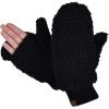 imageCC Womens Faux Fur Wrist Length Fingerless Sherpa Lined Convertible Mittens GlovesSherpa Black